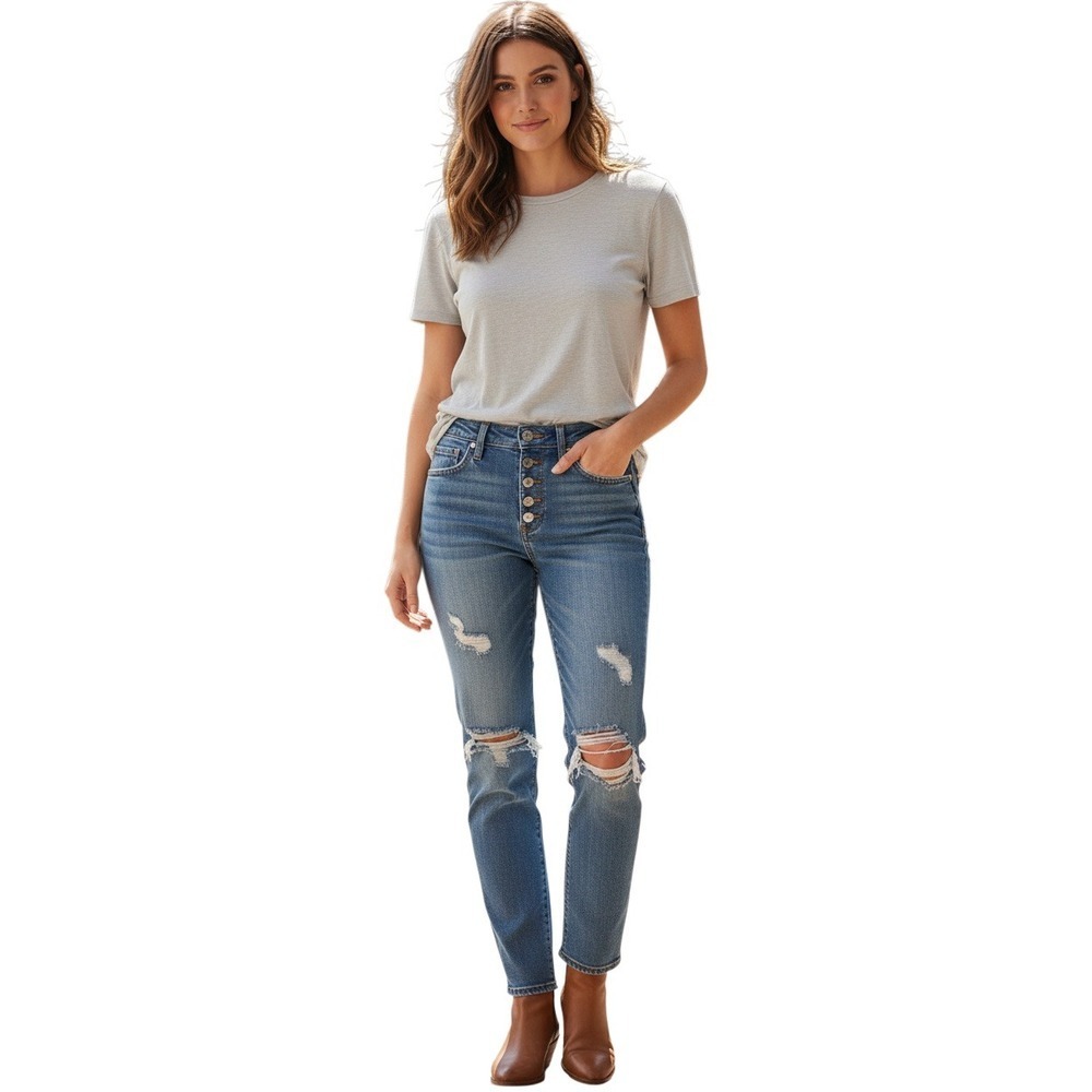 LEVI'S Premium 501 100% Cotton Button Fly Jeans Light Distressed High Rise 28x28